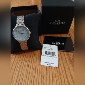 Coach NWT Stainless Steel Women's Watch W/ Blue Face (Light). 34mm